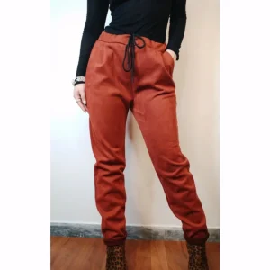 Pantalone dritto con elastico in suede!