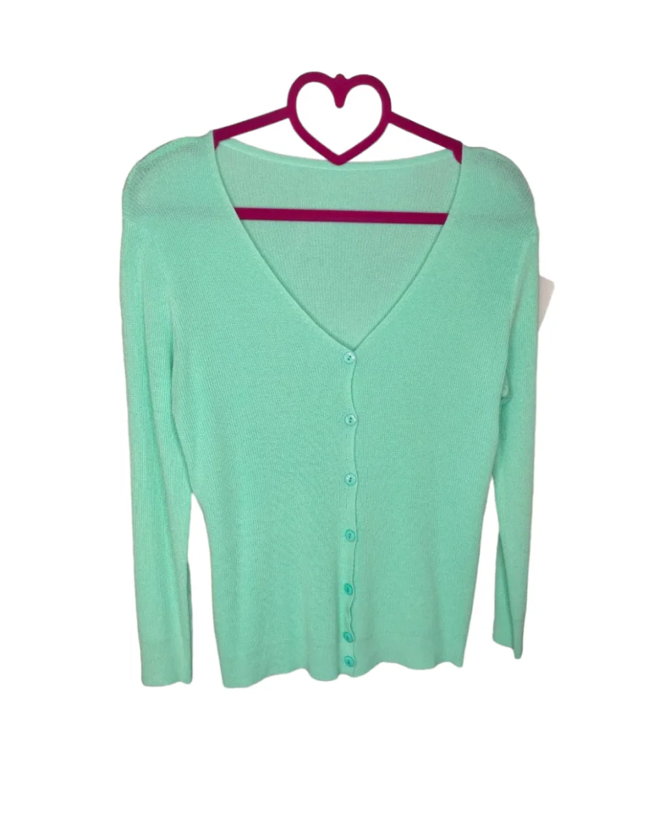 Cardigan misto viscosa, VERDE ACQUA! - immagine 2