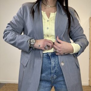 Giacca blazer grigio perla