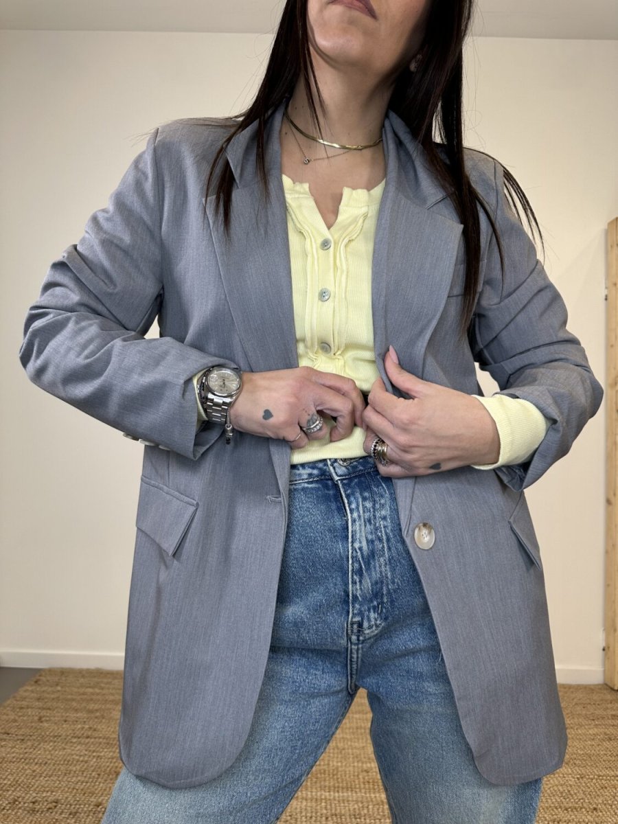 Giacca blazer grigio perla