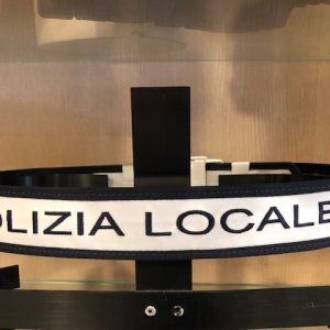 CINTURONE IN CORDURA BIANCA CON RICAMO BLU POLIZIA LOCALE
