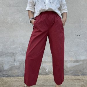 Pantalone cotton bordeaux
