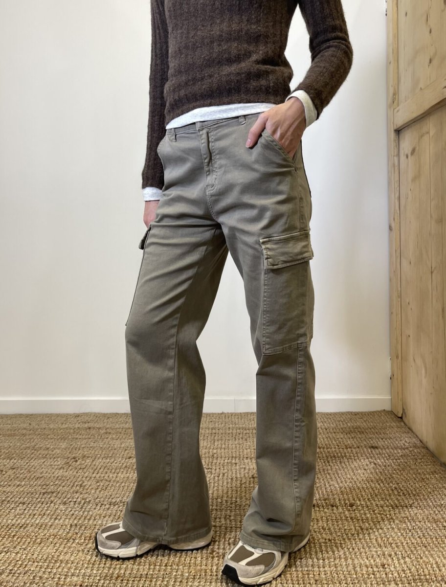 Pantalone cargo tortora