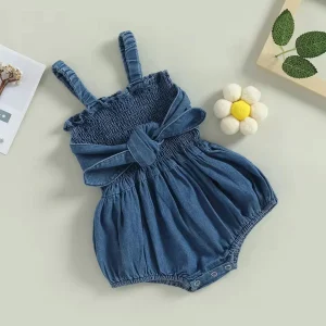 Pagliaccetto Denim baby con fiocco