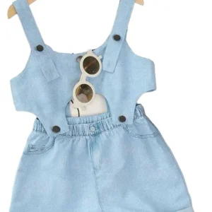 Salopette Shorts Denim Bambina