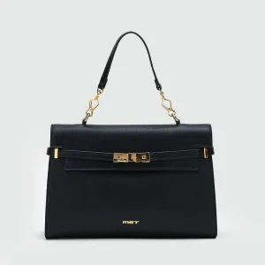 Borsa a Mano con Dettagli in Metallo Dorato