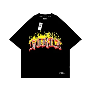 Maglietta boxy fit nera 100% Cotone Horda Flame