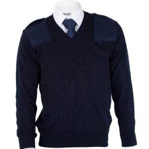 MAGLIONE BLU IN LANA SCOLLO V MOD. C.C.