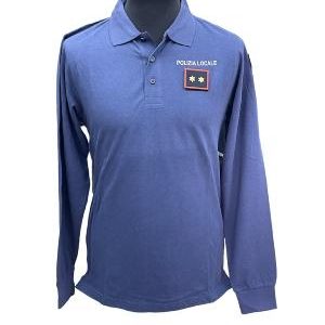 POLO BLU MANICA LUNGA IN COTONE  POLIZIA LOCALE