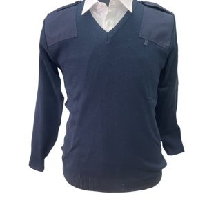 MAGLIONE BLU IN COTONE  SCOLLO V MODELLO CARABINIERE