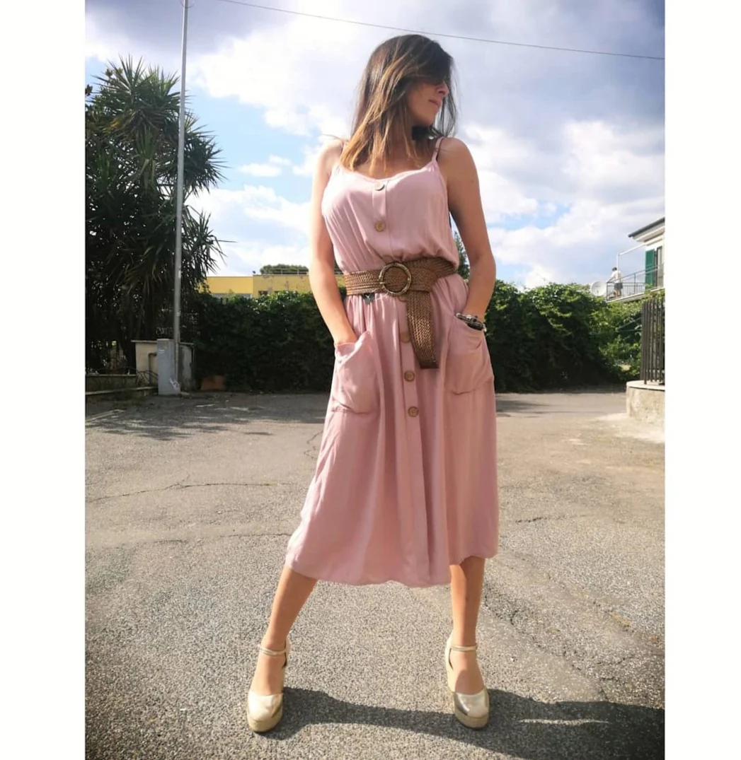 Vestito 100% VISCOSA, ROSA! - immagine 2
