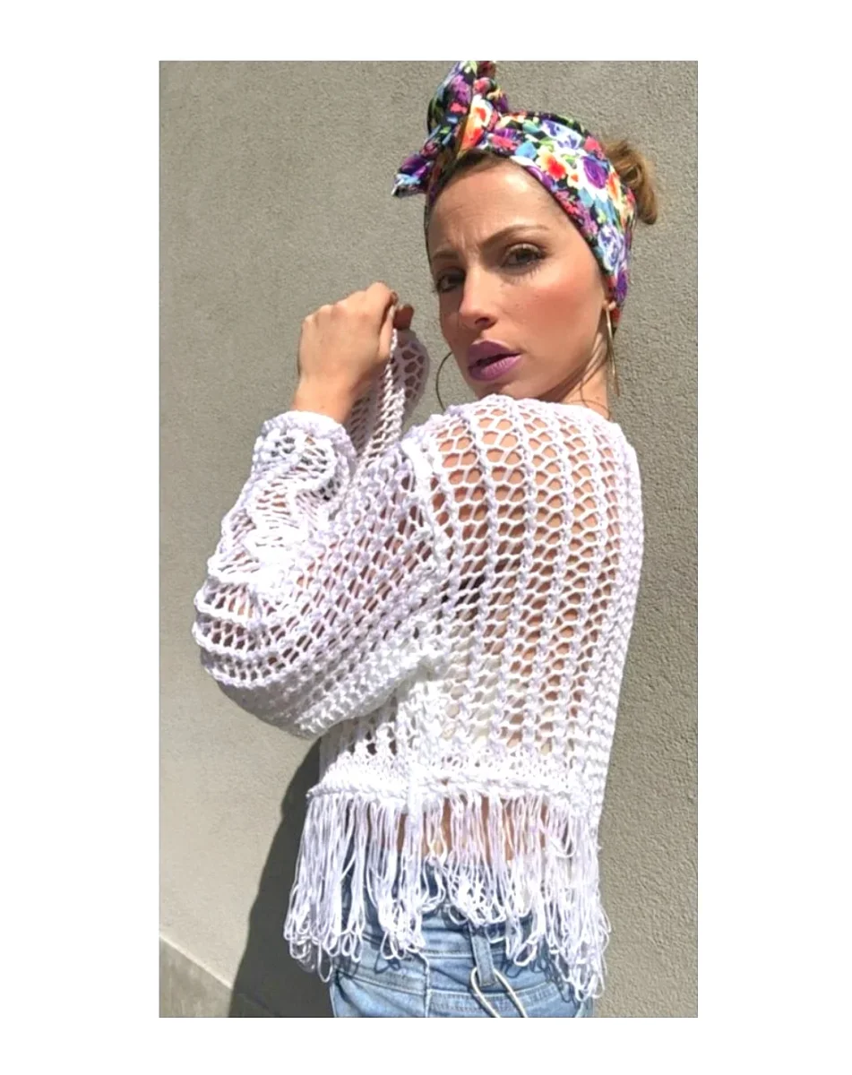 Maglioncino traforato con frange! - immagine 3