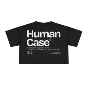 T-Shirt Donna Human Case Boxy Fit Cropped 100% Cotone Made in Italy