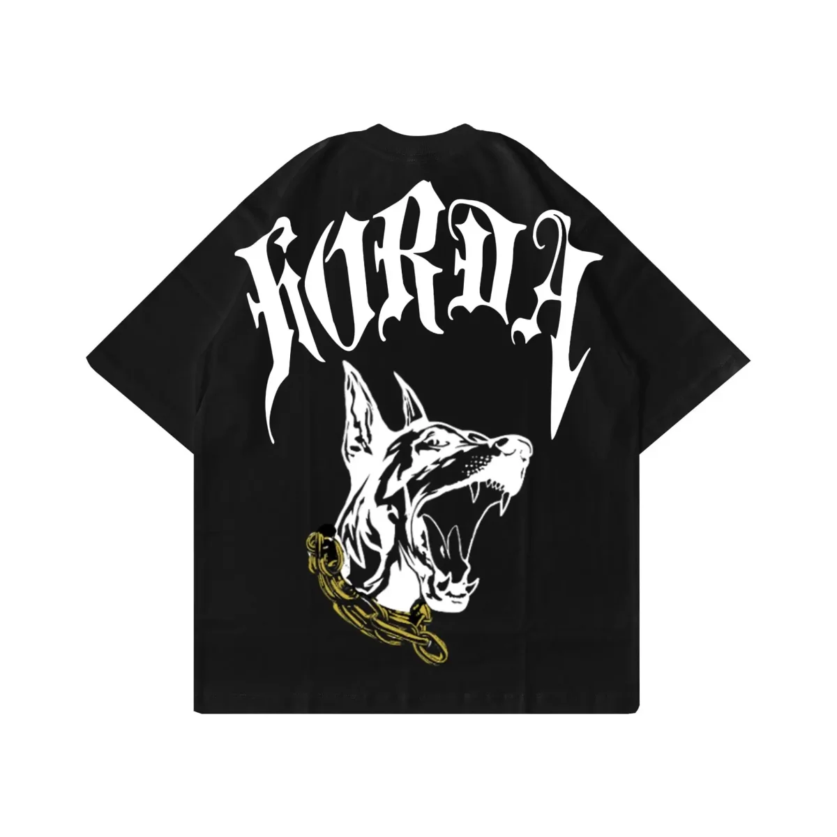 T-shirt Boxy Fit Nera 100% cotone Gotic Dog - immagine 2