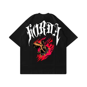 T-shirt boxy fit shirt nera 100% cotone Gotic Flame