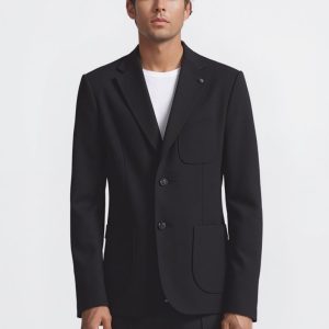 Blazer monopetto in tessuto texturizzato