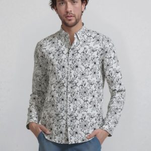 Camicia Uomo Collo Coreano – Fantasia Floreale –