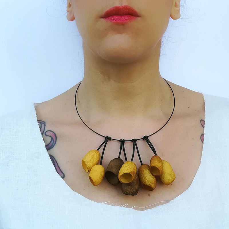 Collana Musa bozzoli di seta Lemon - immagine 3