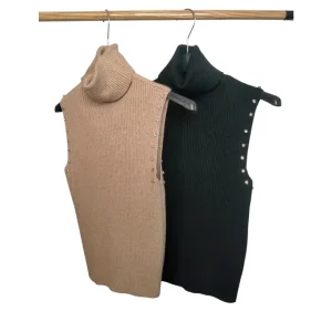 Maglione dolcevita smanicato 45% viscosa!