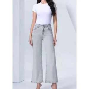 Jeans high waist straight leg, Grigio Chiaro!